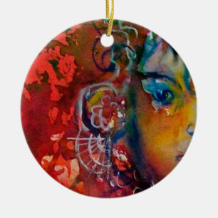 Ornamento De Cerâmica EXCALIBUR, RAINHA do amarelo vermelho da fantasia