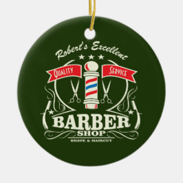 Ornamento De Cerâmica Excelente Compro Barber Stylist tem verde