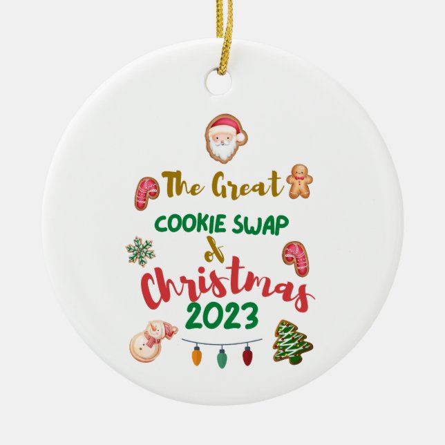 Ornamento De Cerâmica Excelente Cookie Swap 2023 Ornament (Frente)