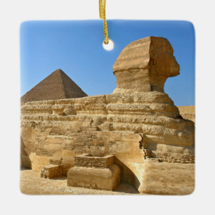 Ornamento De Cerâmica Excelente Esfinge de Giza com a pirâmide Khafre -