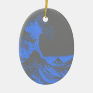 Ornamento De Cerâmica Excelente Onda Azul e Cinzas de Seafoam