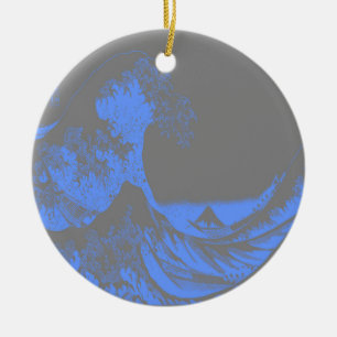 Ornamento De Cerâmica Excelente Onda Azul e Cinzas de Seafoam