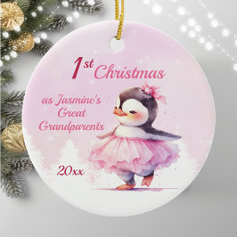 Ornamento De Cerâmica Excelente Pinguim-de-Natal Bonito, 1rua, Avós-Rosa
