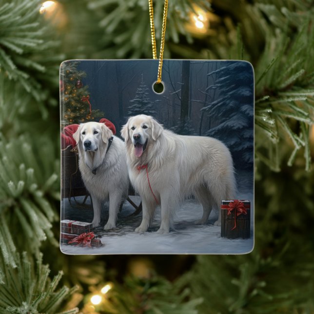 Ornamento De Cerâmica Excelente Pirenéus Snowy Sleigh Decência de Natal (Árvore)