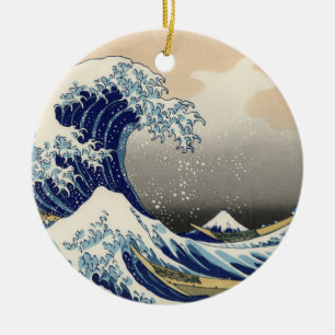 Ornamento De Cerâmica Excelente Wave Kanagawa - Pintura Japonesa