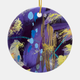 Ornamento De Cerâmica Exciting blue, purple, and gold abstract art