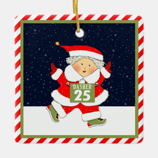 Ornamento De Cerâmica Executando a Sra. Runner (Frente)