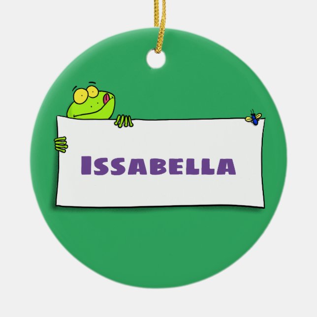 Ornamento De Cerâmica Exemplo de desenho animado de sinal verde de sapo (Frente)