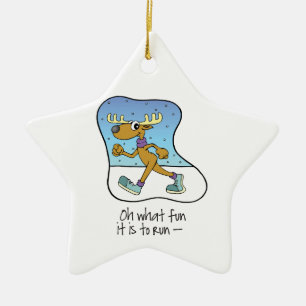 Ornamento De Cerâmica Exercício Corrente de Reindeer Natal