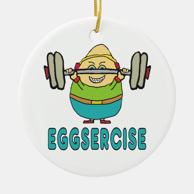 Ornamento De Cerâmica Exercício De Ovos Eggsercise (Frente)