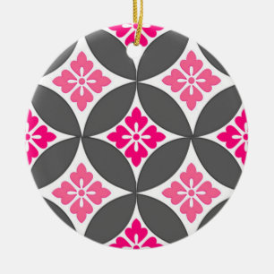 Ornamento De Cerâmica Expedição com Motif Flor, Cinzas Rosa e Prata