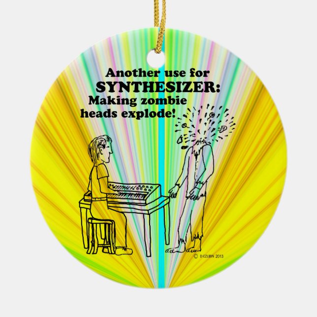 Ornamento De Cerâmica Explode Zombie do Synthesizer (Frente)