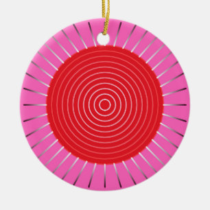 Ornamento De Cerâmica Explosão Sunística Geométrica Moderna - Fuchsia e