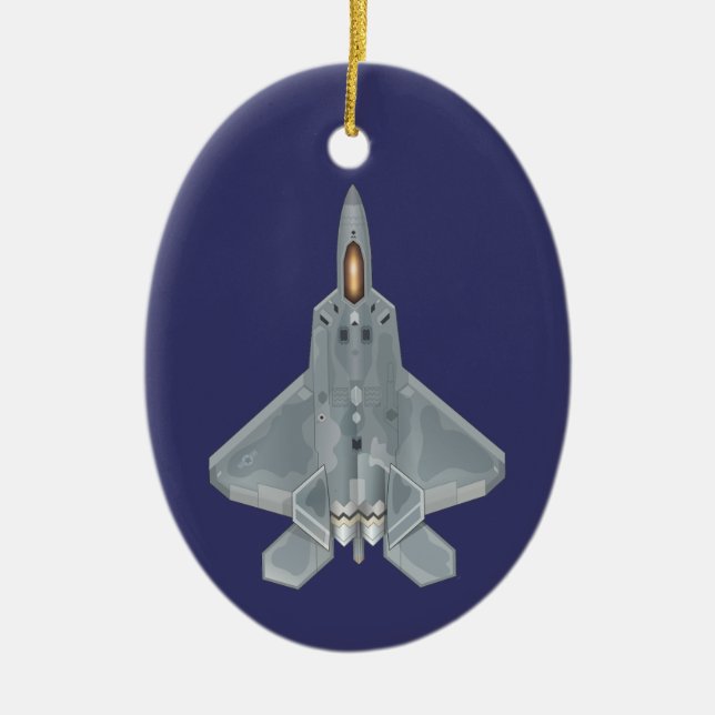 Ornamento De Cerâmica F-22 Raptor sobre e sobre (Frente)