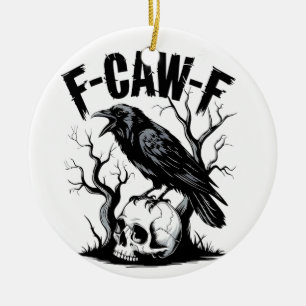 Ornamento De Cerâmica F-Caw-F Pássaro Negro Funny
