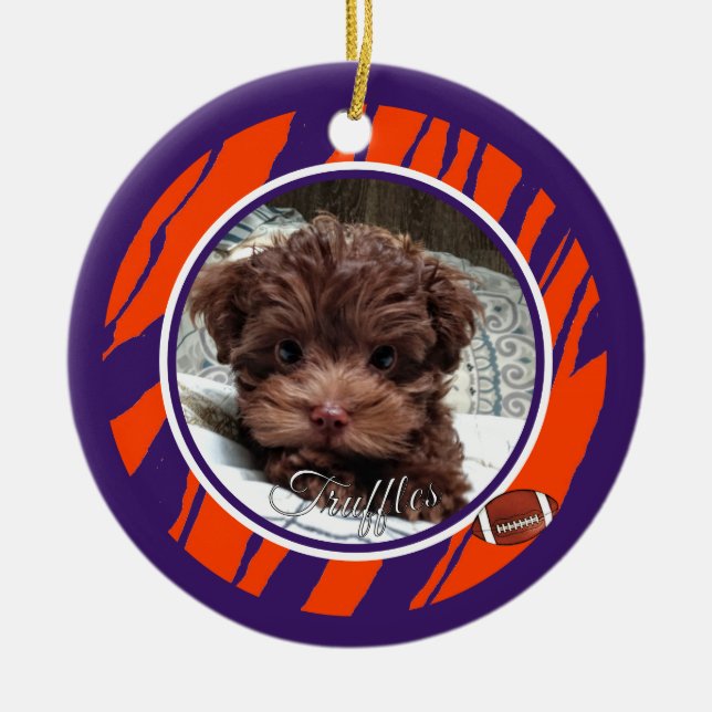 Ornamento De Cerâmica Fã do Clemson Dog Personalizável (Frente)