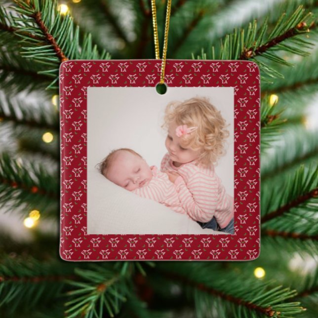 Ornamento De Cerâmica Fa La Festiva Holly Christmas (Criador carregado)