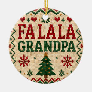 Ornamento De Cerâmica Fa la la Vovô Suéter de Natal Feio 2026