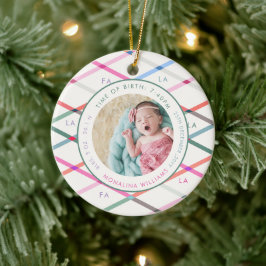 Ornamento De Cerâmica Fa La Pastel Pattern Birds Stats Baby Christmas