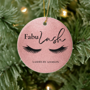 Ornamento De Cerâmica FabuLash Nome de empresa personalizado Feriado