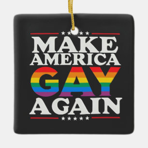 Ornamento De Cerâmica Faça da América Gay de novo o mês do orgulho LGBT