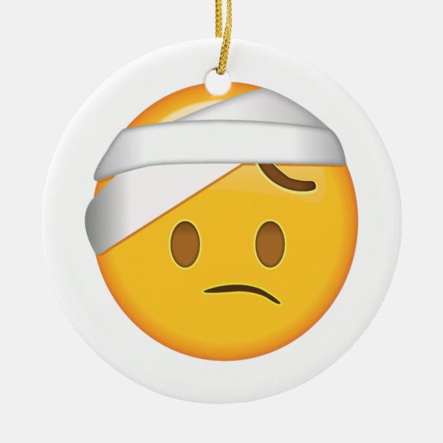 Ornamento De Cerâmica Face Com Bandage - Emoji (Frente)