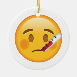 Ornamento De Cerâmica Face com termômetro - Emoji