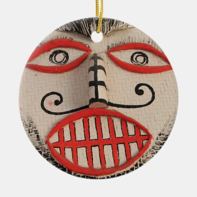 Ornamento De Cerâmica Face Fantasma Tailandesa, Festival Phi Ta Khon Mas (Frente)