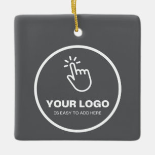 Ornamento De Cerâmica Fácil carregar seu logotipo Cinza personalizada de