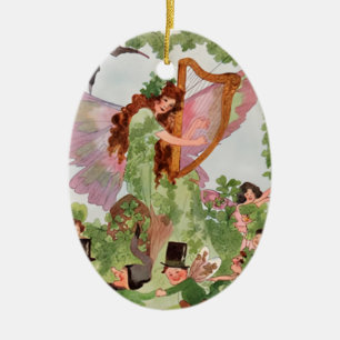 Ornamento De Cerâmica Fada da Música Tocando Música