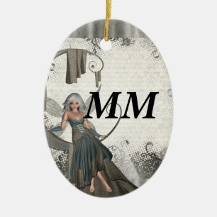 Ornamento De Cerâmica Fada de manga