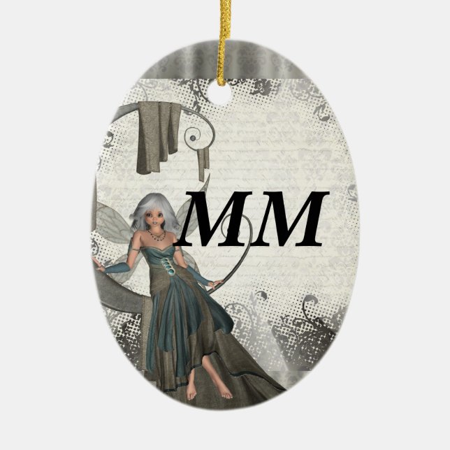 Ornamento De Cerâmica Fada de manga (Frente)