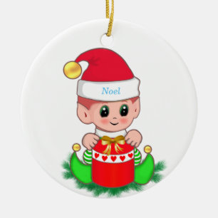 Ornamento De Cerâmica Fada de Natal Fofo & Caixa de Presente