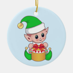 Ornamento De Cerâmica Fada de Natal fofo e moderno em azul claro