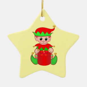 Ornamento De Cerâmica Fada de Natal Fofo em Amarelo