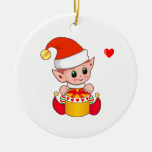 Ornamento De Cerâmica Fada de Natal Fofo em Branco