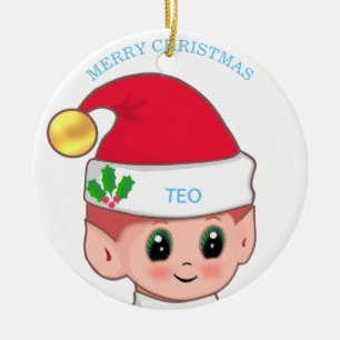 Ornamento De Cerâmica Fada de Natal Fofo & Texto Personalizado