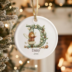 Ornamento De Cerâmica Fada Fácil Natal Férias Personalizadas Iniciais