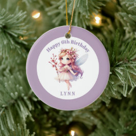 Ornamento De Cerâmica Fada Floral Caprichosa Personalizada