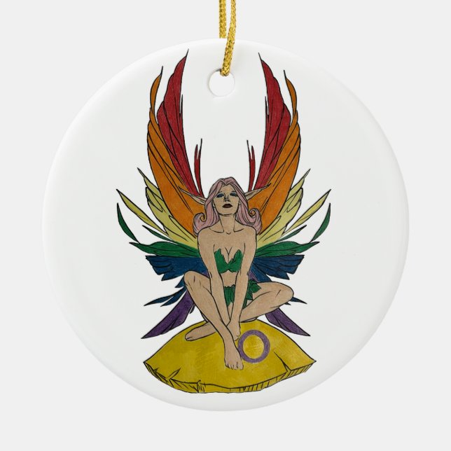 Ornamento De Cerâmica Fada Intersexo (Frente)