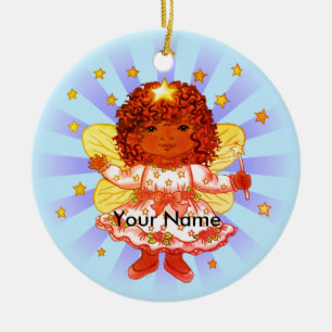 Ornamento De Cerâmica Fada Menina Negra