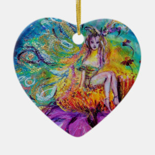 Ornamento De Cerâmica FADA NA NOITE  SAPPHIRE AZUL VIBRANTE Gema