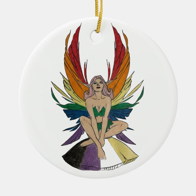Ornamento De Cerâmica Fada não-binário (Frente)