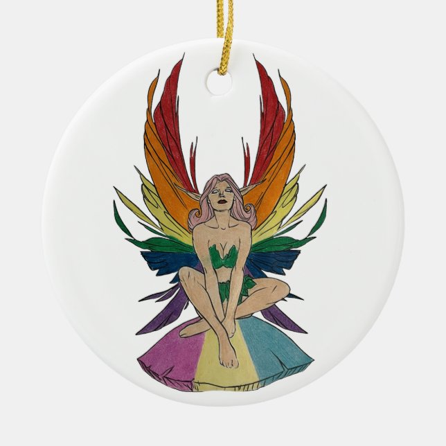 Ornamento De Cerâmica Fada Pansexual (Frente)