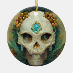Ornamento De Cerâmica Fae Skull Fantasy