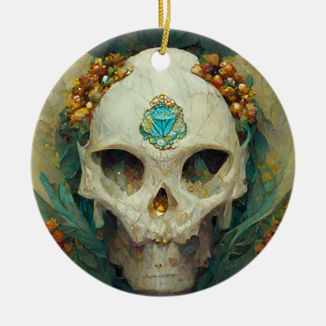 Ornamento De Cerâmica Fae Skull Fantasy (Frente)