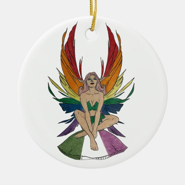 Ornamento De Cerâmica Faerie gênero queer (Frente)