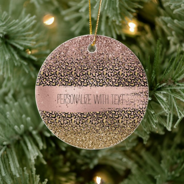 Ornamento De Cerâmica Faísca de Impressão Leopardo Dourada rosa (Árvore)