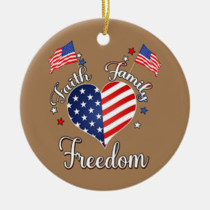Ornamento De Cerâmica Faith Family Freedom (Liberdade Familiar Fé) 4 de