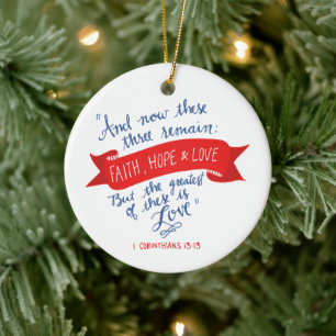 Ornamento De Cerâmica Faith Hope e Love 2